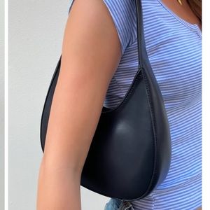 black faux leather purse